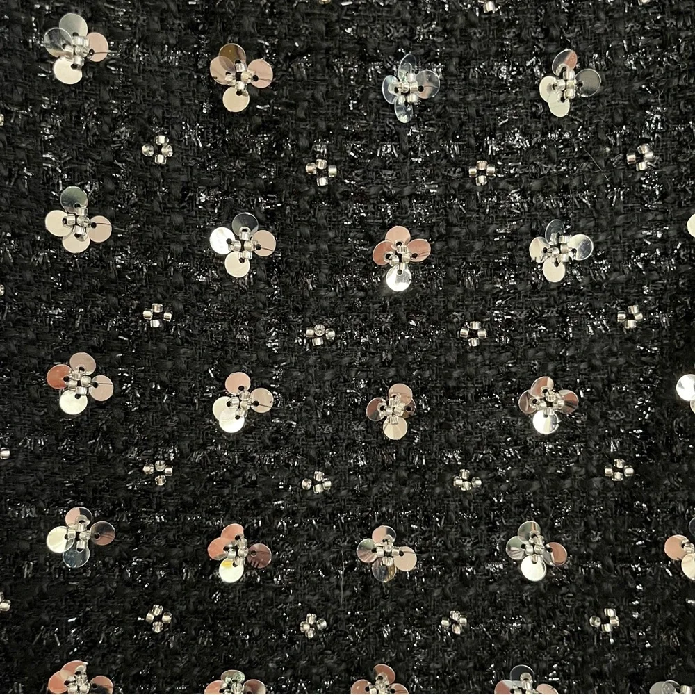 Storia Sequin Tweed Clovers Flowers Side Slit Mini Party Dress Size Large - Picture 7 of 16